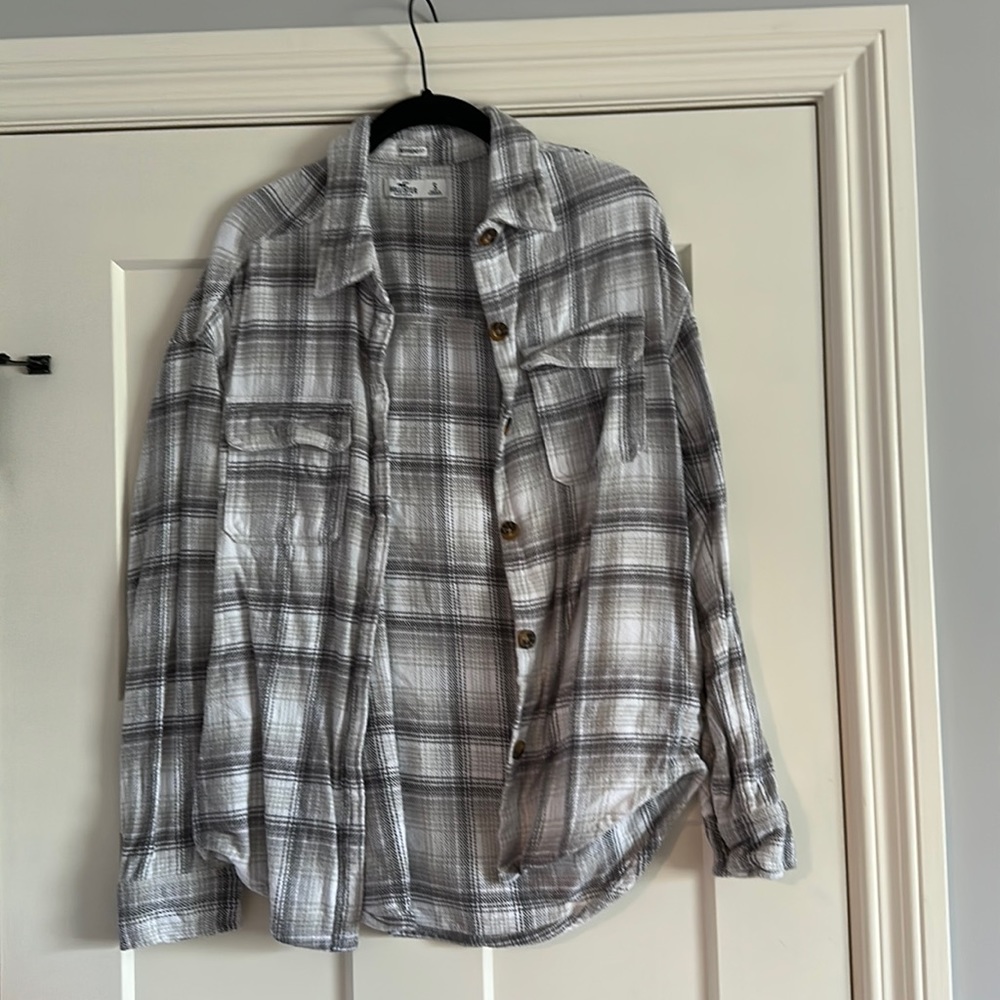 Hollister flannel, color-gray, size-small
